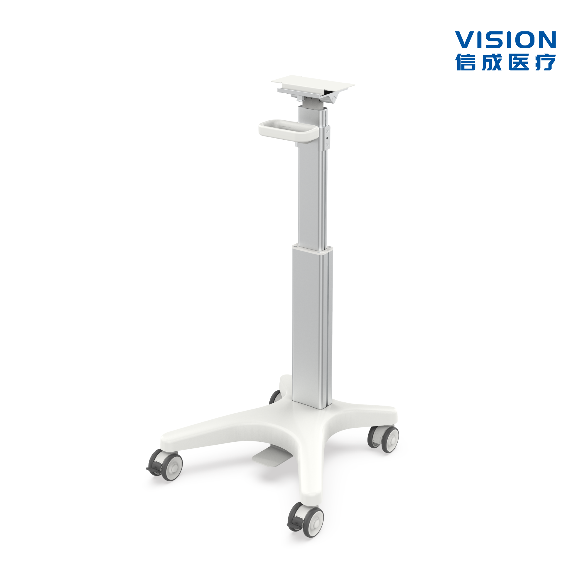 Pneumatic Height-Adjustable four-Wheel Patient Monitor Cart